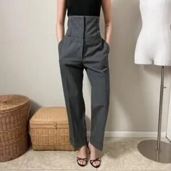 vintage dries van noten gray ultra high rise ribcage corset trousers pants - Picture 9 of 10